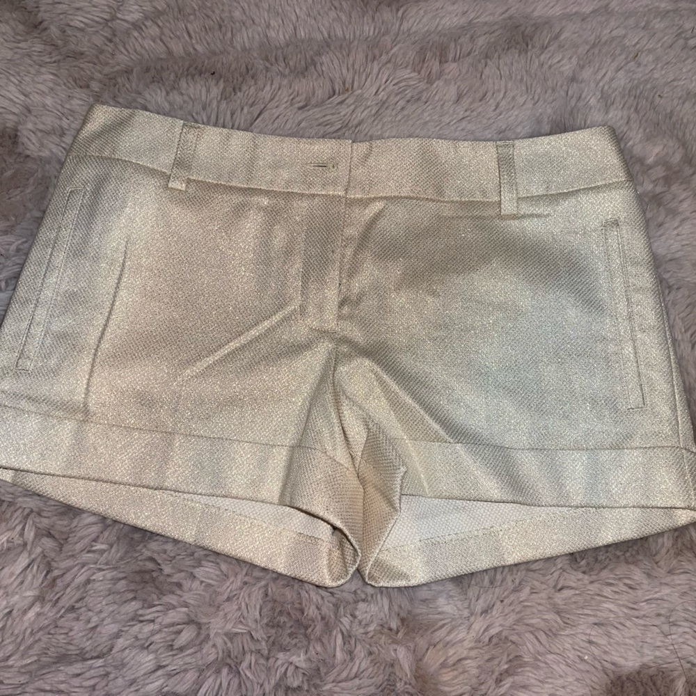 Express Cream and Gold Bermudas Cotton Blend